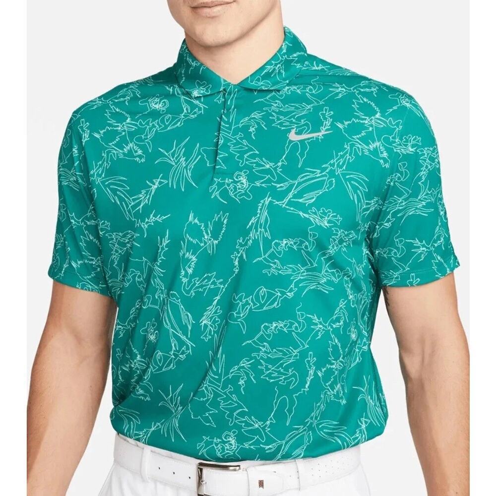 Nike Dri-FIT ADV Polo Shirt Tiger Woods Golf Athletic Green White Size Medium